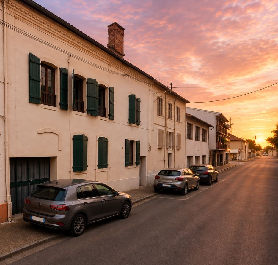 Façade de la maison landaise, appartement en centre-ville de Dax