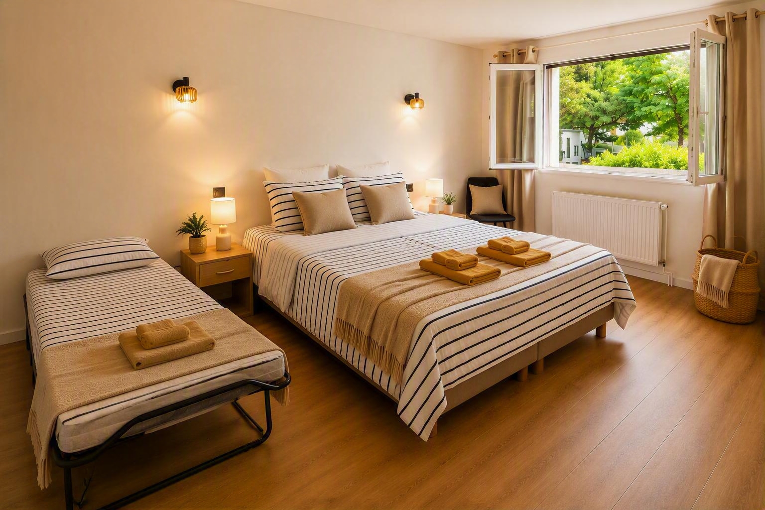 Chambre avec lit double 160 cm et lit d'appoint, hébergement pour curistes à Dax