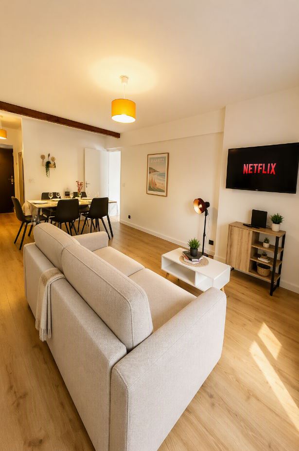 Salon lumineux de l'appartement à Dax, à 10 minutes à pied des thermes